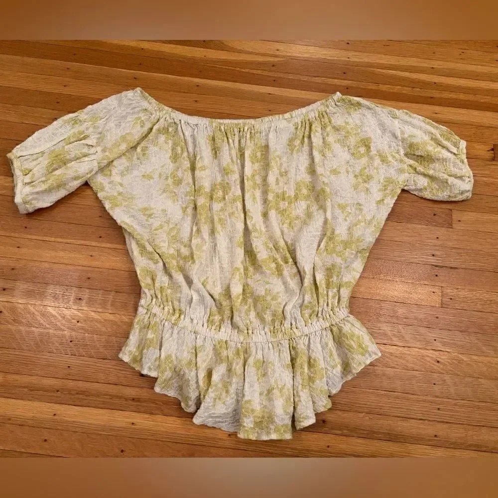 Free People Shades of Cool yellow/white off the shoulder top